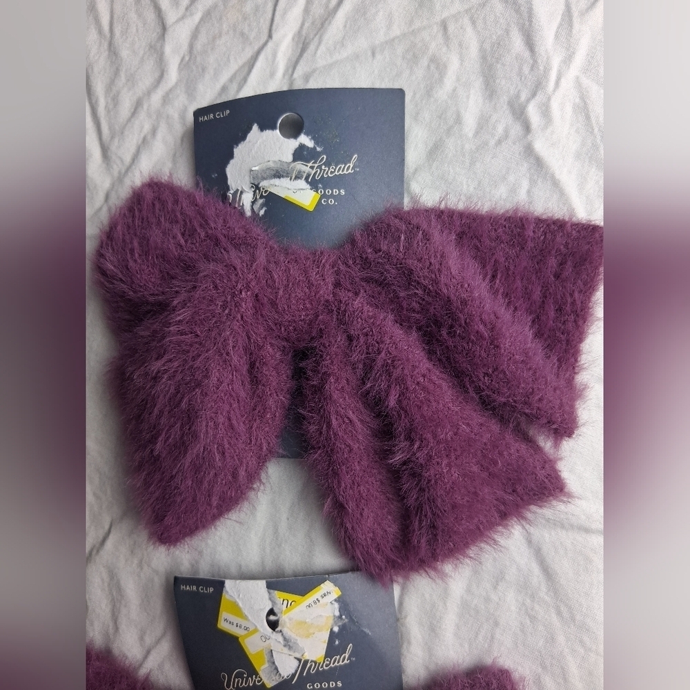 Universal Thread Lavender Fuzzy Hair Clips Set - Picture 2 of 3